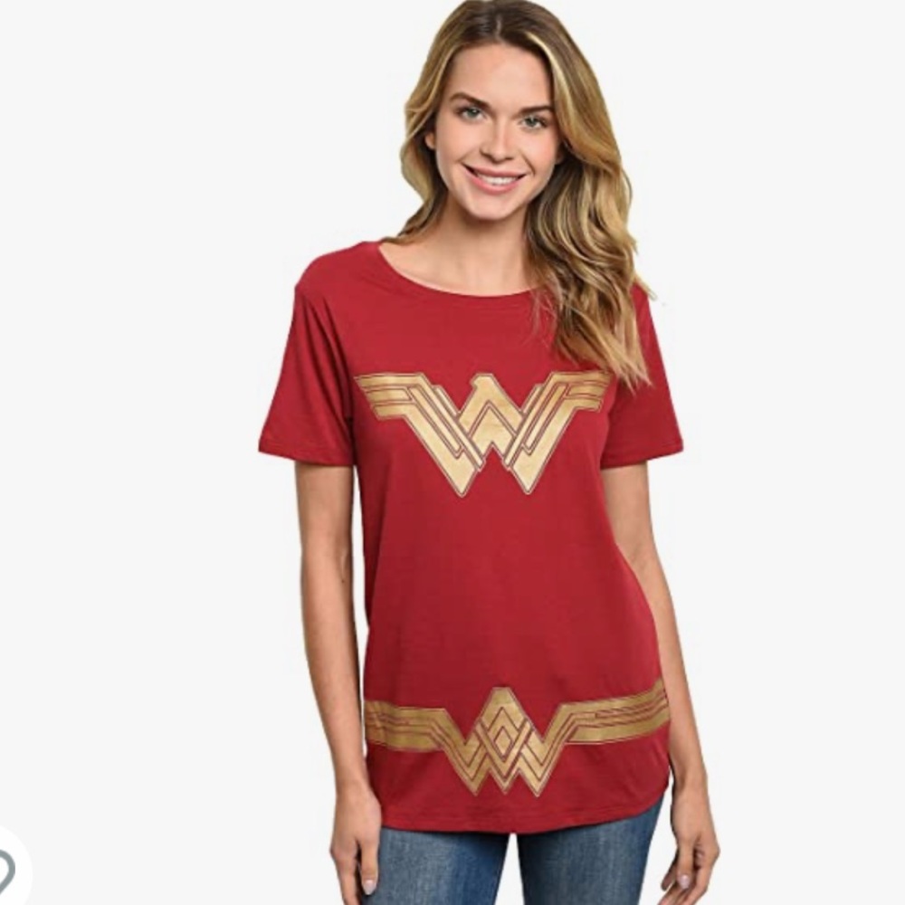 DC Comics Wonder Woman Womens T-Shirt - Dark Red - Costume Graphic Print